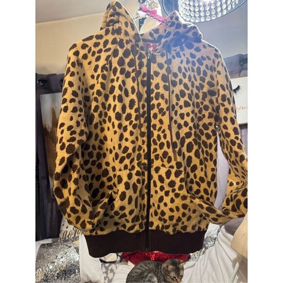 L.A.M.B. Gwen Stefani Vtg Y2K leopard/cheetah Animal Print Zip Hoodie Harajuku - Picture 4 of 8